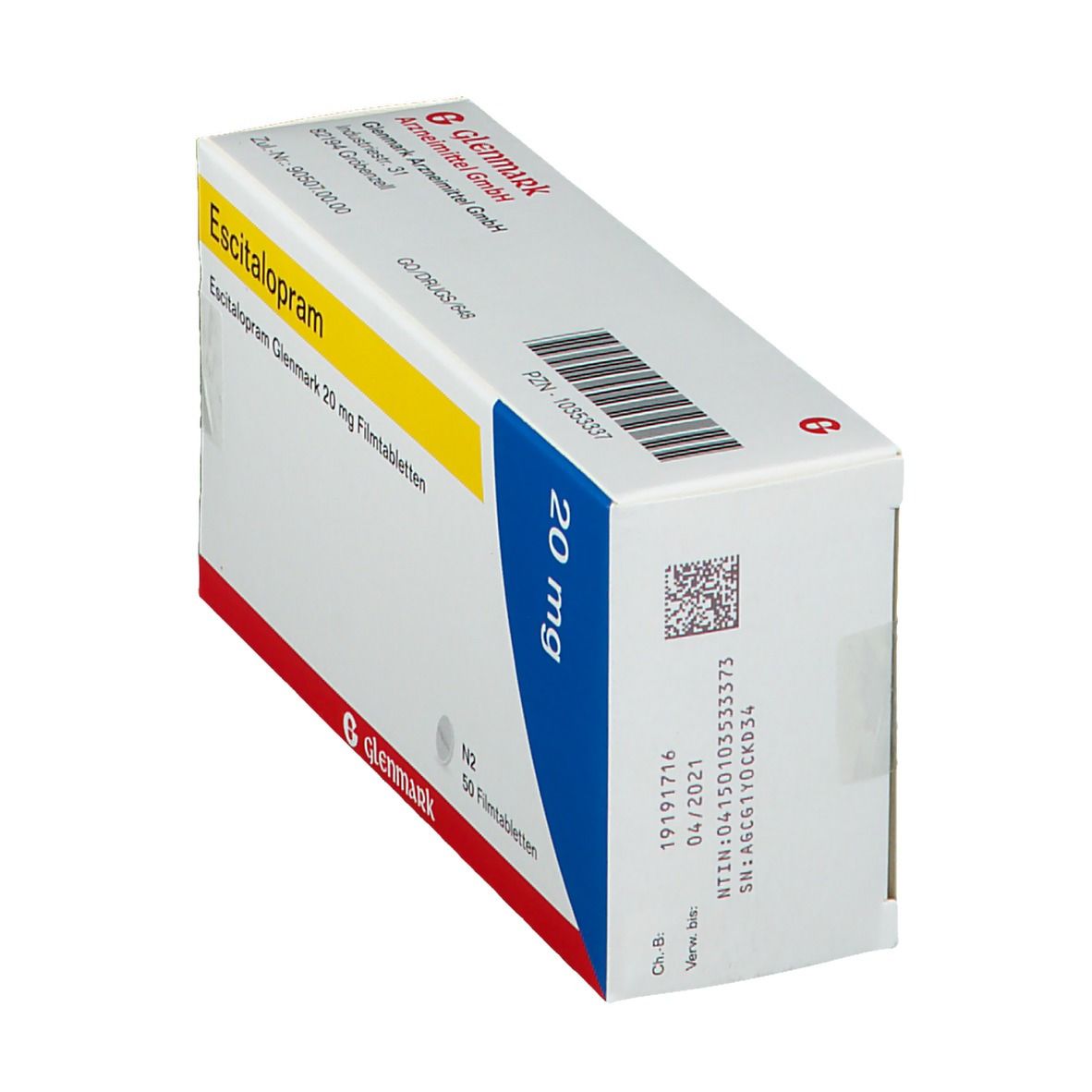 Escitalopram Glenmark 20 mg Filmtabletten 50 St