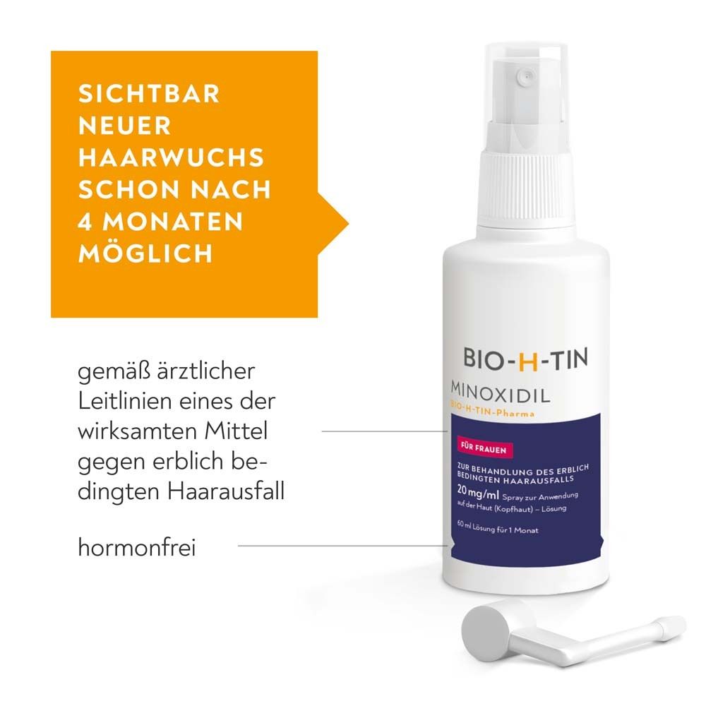 BIO-H-TIN® 20 mg/ml Spray. Sichtbar neuer Haarwuchs nach 4 Monaten möglich. Mit Sprühaufsatz. Für Frauen.