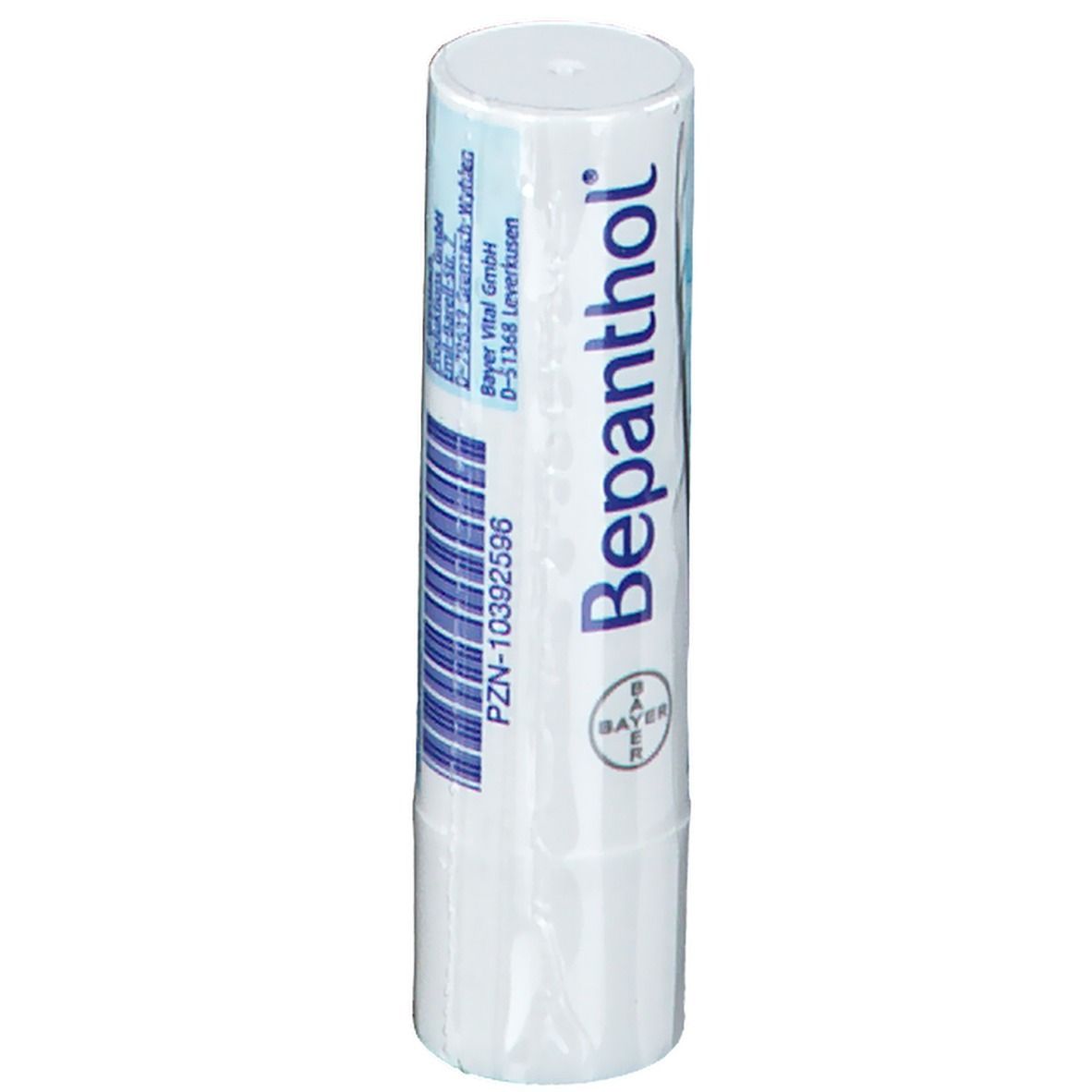 Bepanthol Lipstick mit PZN-Nummer und Herstellerinformationen. Bayer Vital GmbH.