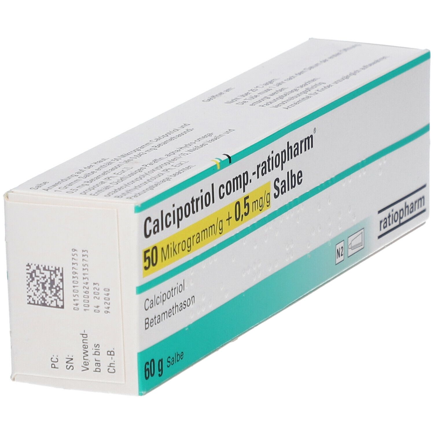 Calcipotriol comp.-ratioph.50 µg/g + 0,5 mg/g Sal. 60 g Salbe