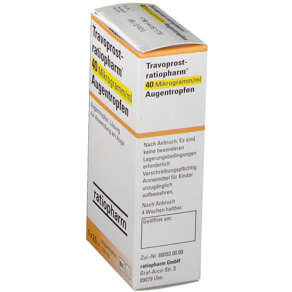 TRAVOPROST-ratiopharm 40 Mikrogramm/ml Augentr. 6x2,5 ml Augentropfen