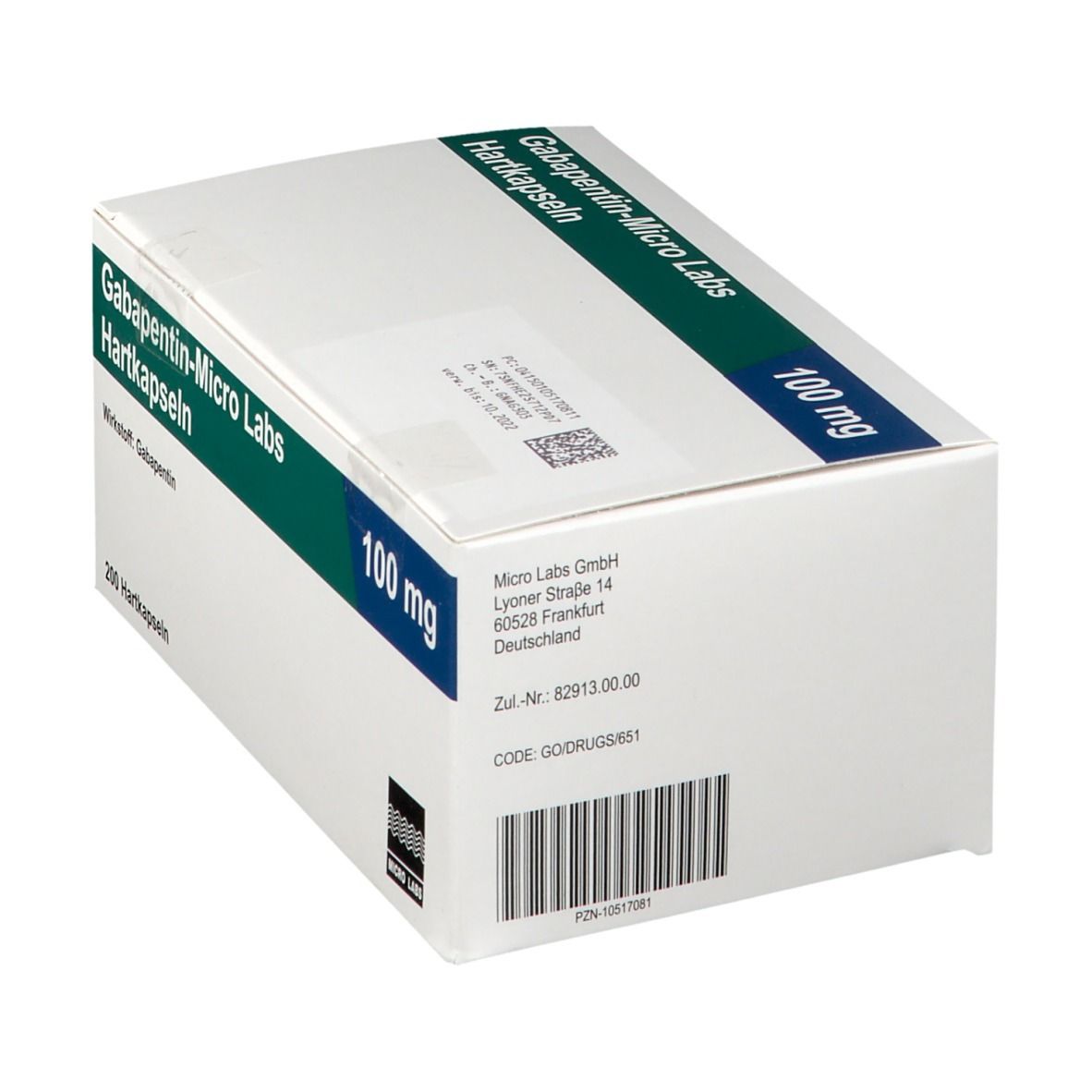 Gabapentin Micro Labs 100 mg Hartkapseln 200 St