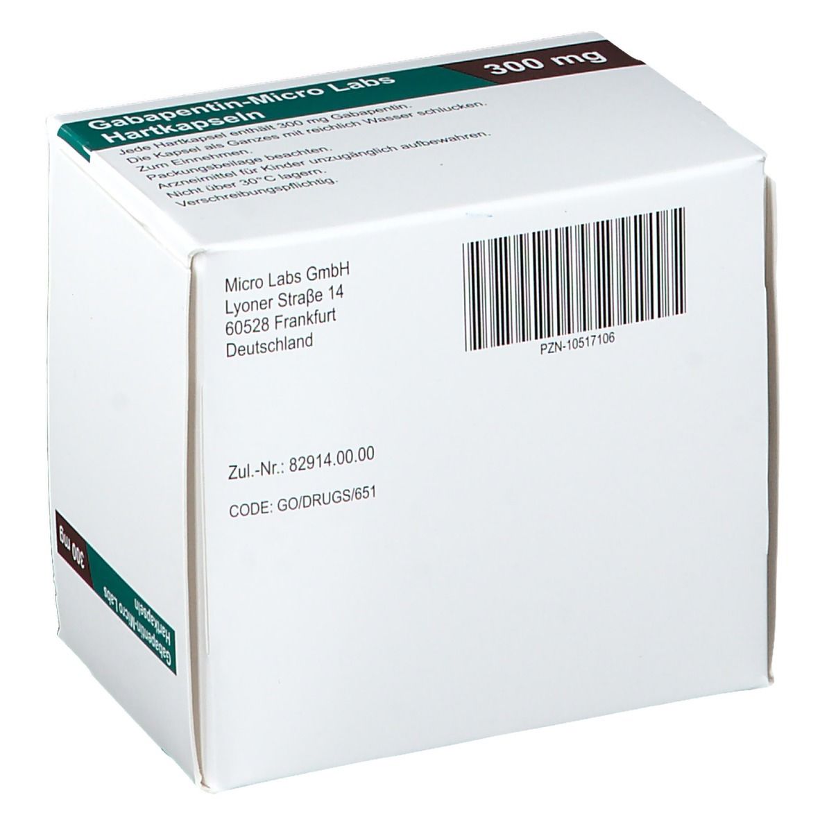 GabapentinMicro Labs 300 mg 100 St mit dem ERezept kaufen