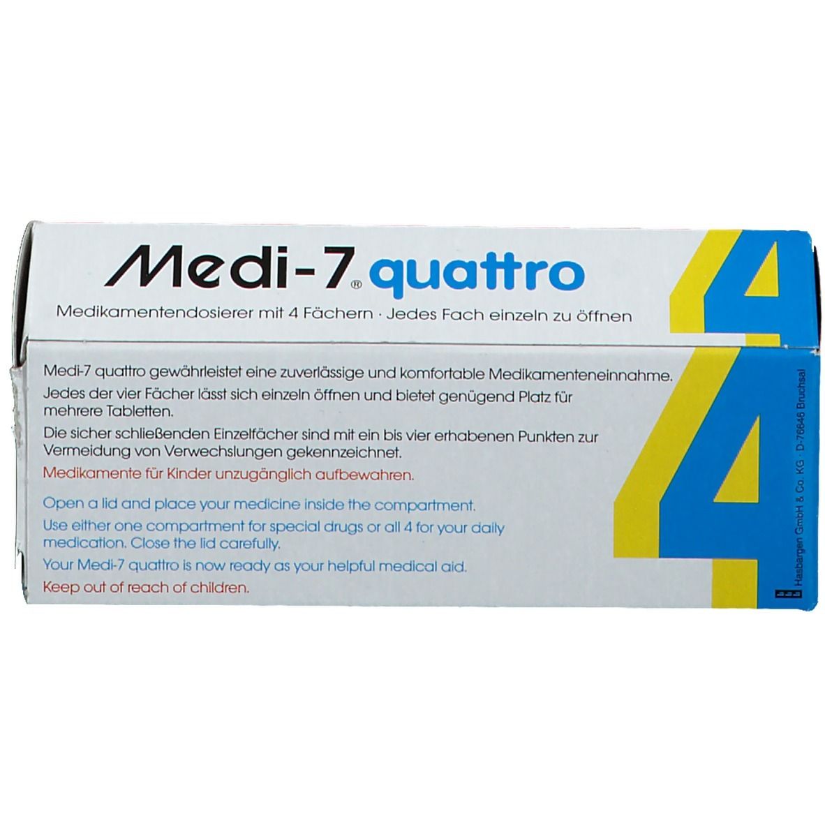 Medi 7 quattro Medikamentendosierer 4-Fächer grün