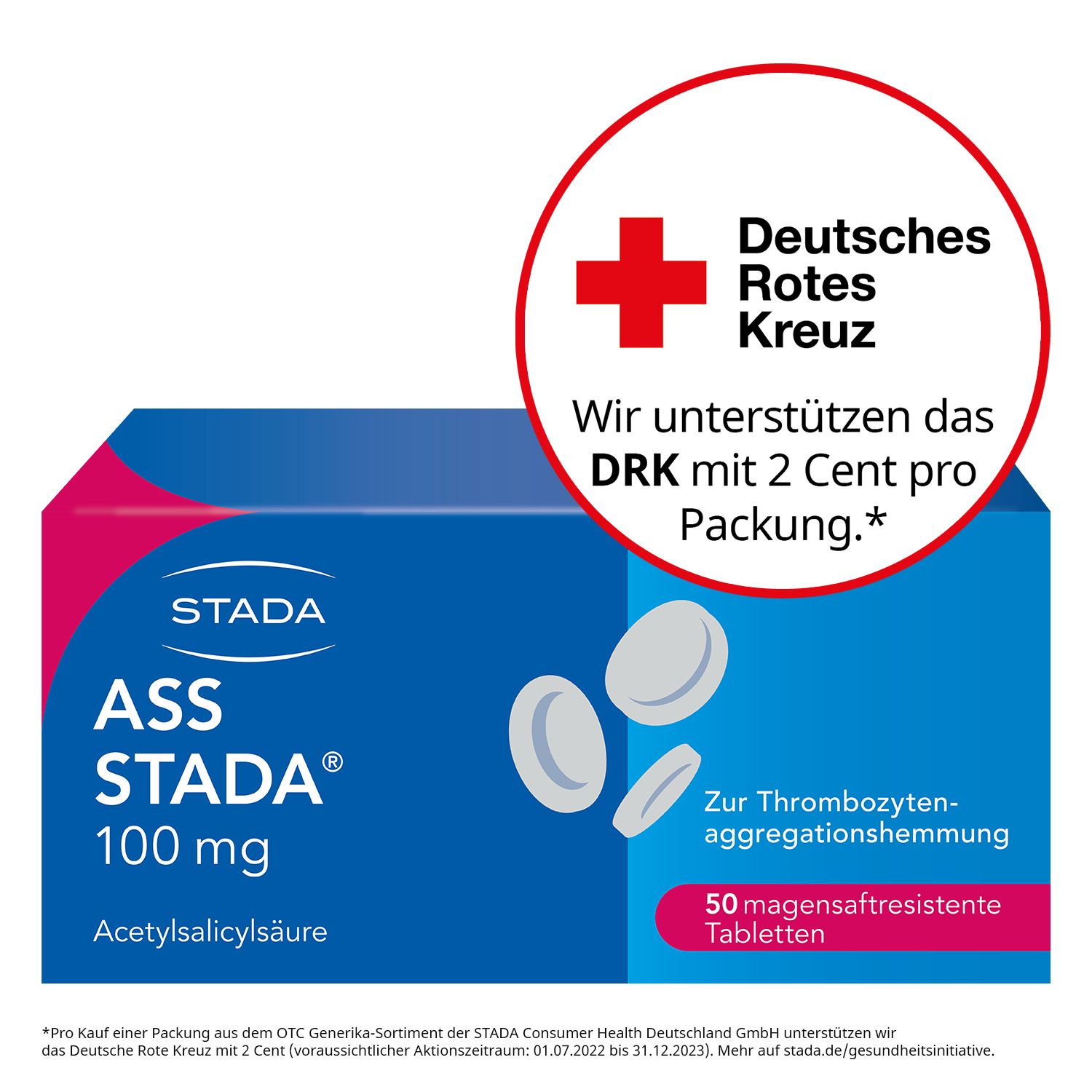 ASS STADA® 100 mg magensaftresistente Tabletten zur Vorbeugung von Herzinfarkt und Schlaganfall bei vorbelasteten Patienten magenfreundliche Formulierung