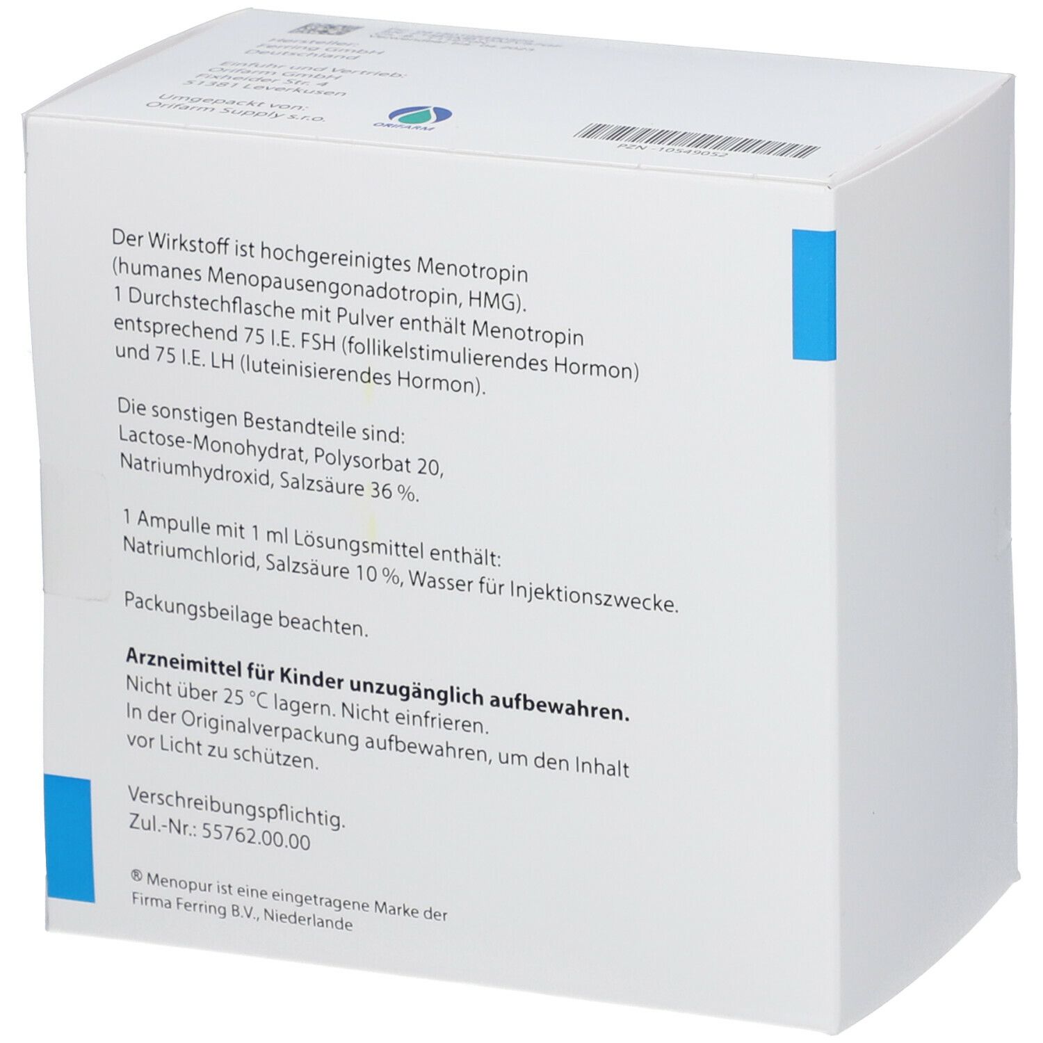 MENOPUR HP 75 I.E.+Zubehör Plv.u.LM z.H.e.Inj.-L.