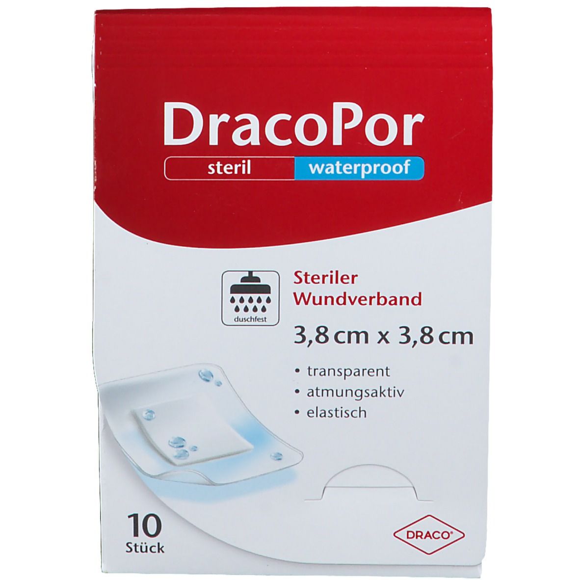 DracoPor Waterproof Wundverband 3,8 cm x 3,8 cm