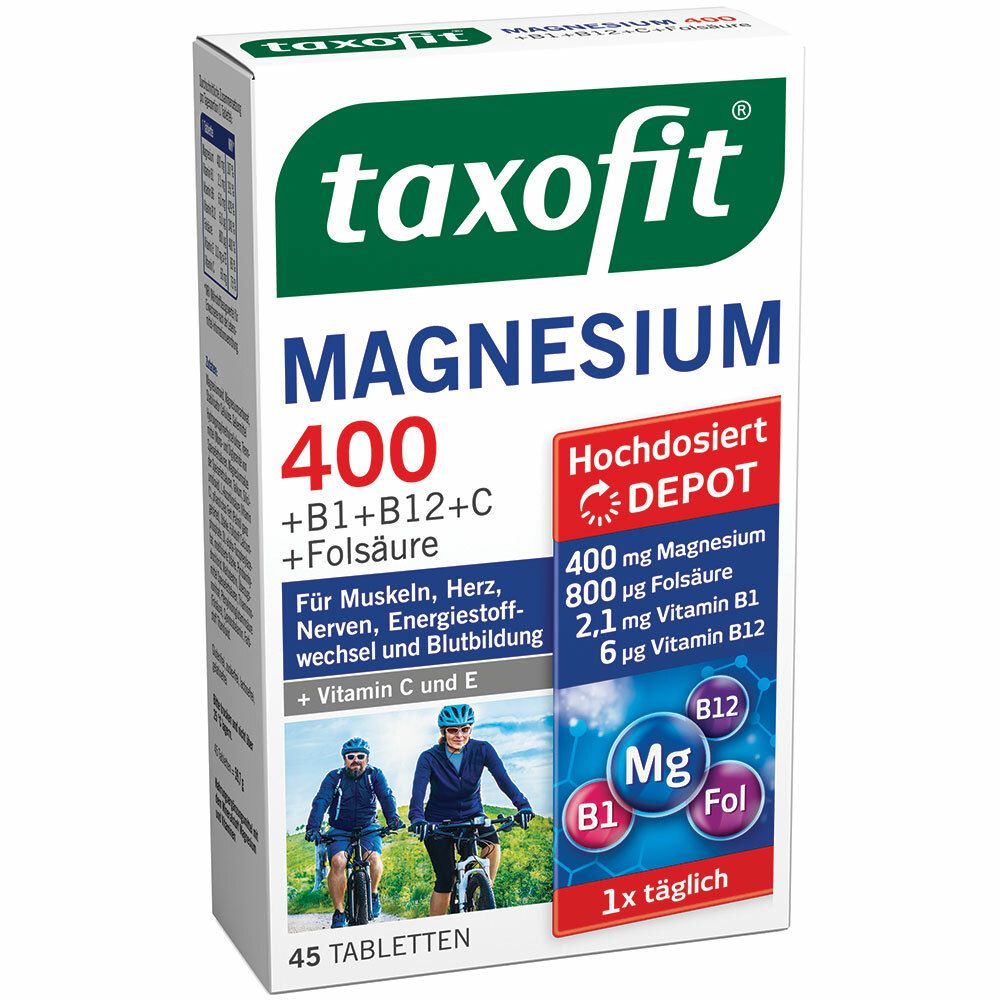 taxofit® Magnesium 400 + B-Kompl. + Fols. + Vit.C + E Depot Tabletten
