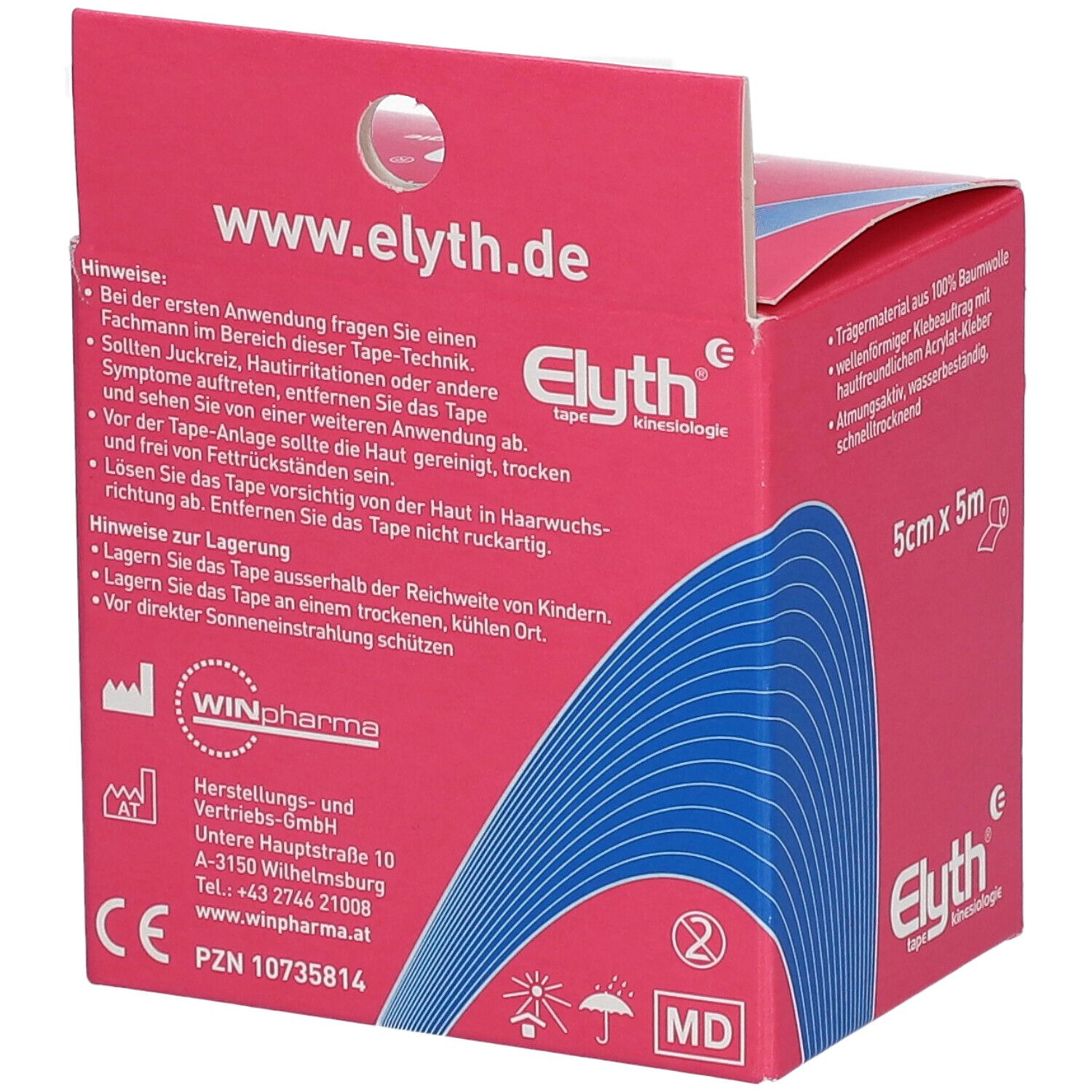ELYTH Kinesiologie-Tape 5 m x 5 cm rot