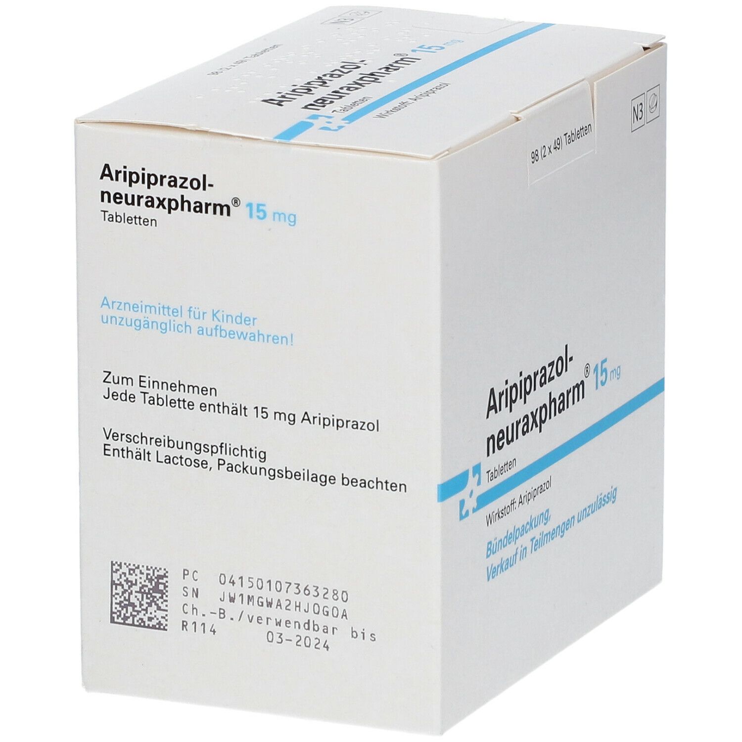 ARIPIPRAZOL-neuraxpharm 15 mg Tabletten 98 St