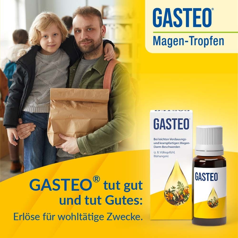 Vater und Kind. Text: GASTEO® tut gut und tut Gutes: Erlöse für wohltätige Zwecke.