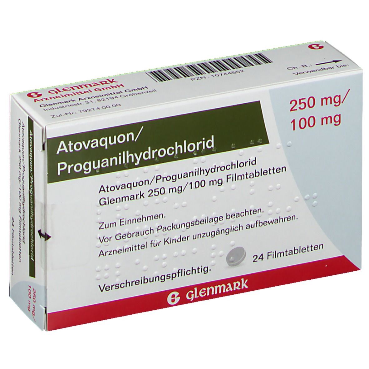 Atovaquon/Proguanilhydrochlorid Glenmark 250 mg/100 mg