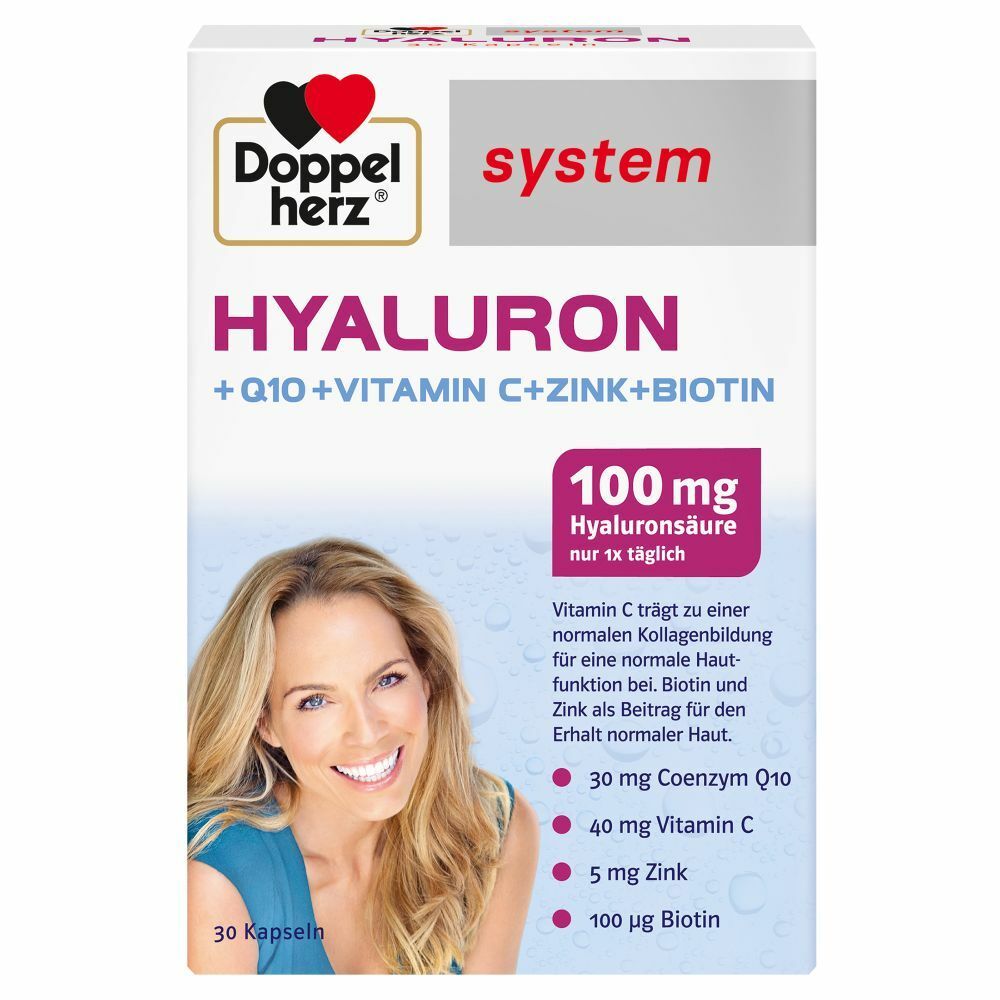 Doppelherz® system HYALURON + Q10 + Vitamin C+Zink + Biotin