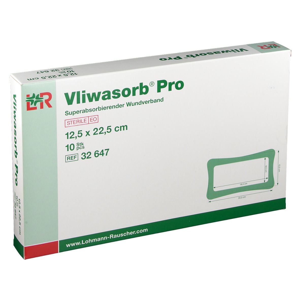 Vliwasorb Pro superabsorb.Komp.steril 12,5x22,5 cm 10 St Kompressen