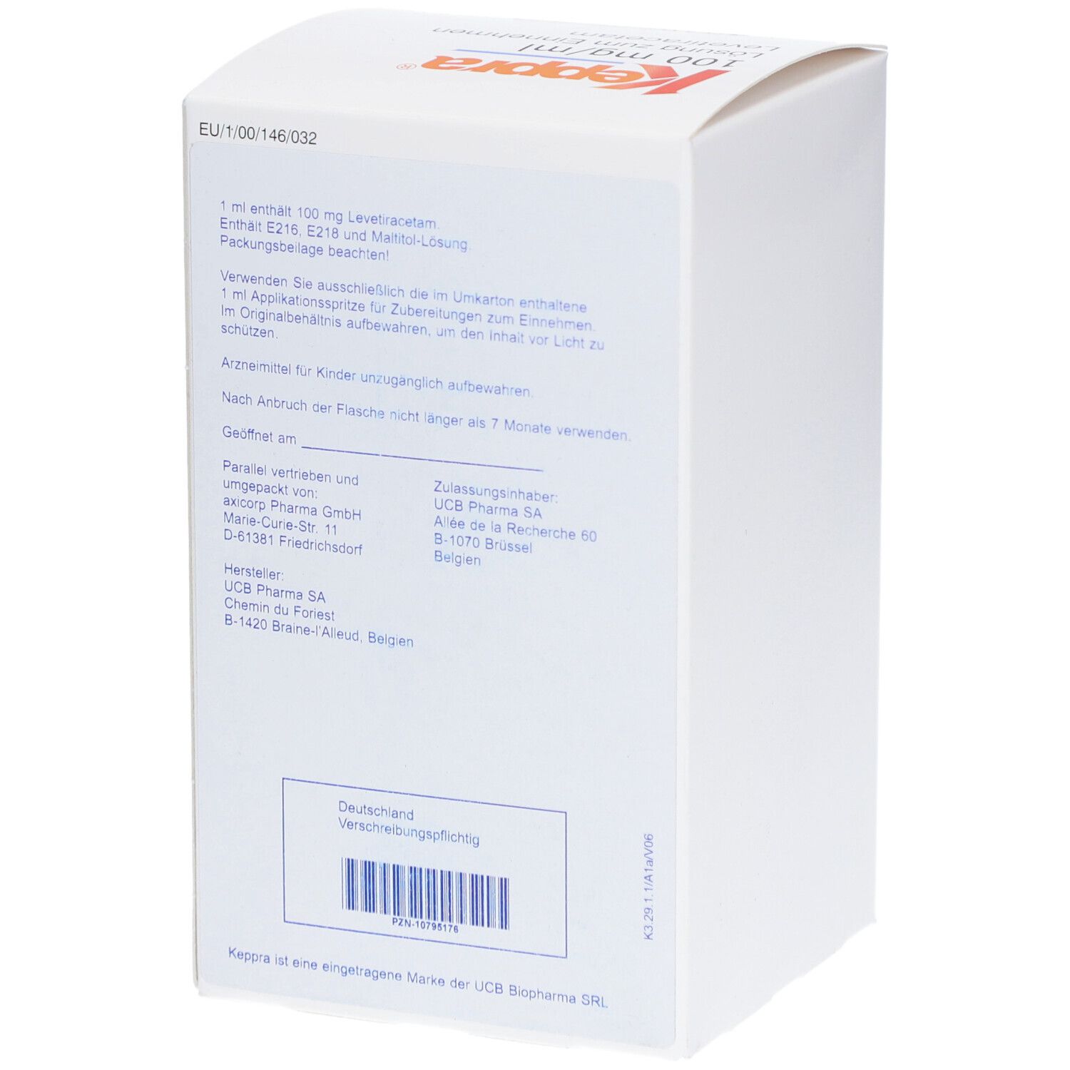 KEPPRA 100 mg/ml Lsg.z.Einnehmen 1ml Dos.Pipette