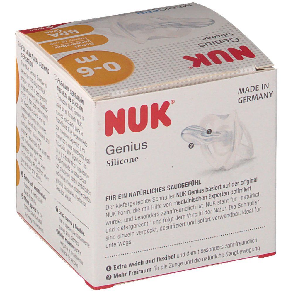 NUK® Genius Schnuller Größe 2 0-6 Monate (Farbe/Motiv nicht wählbar)