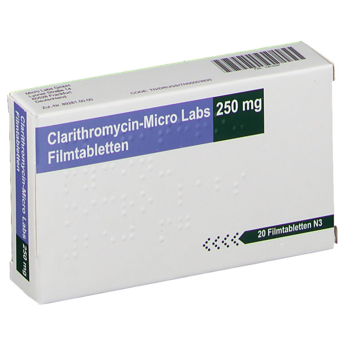 Clarithromycin Micro Labs 250 mg Filmtabletten 20 St