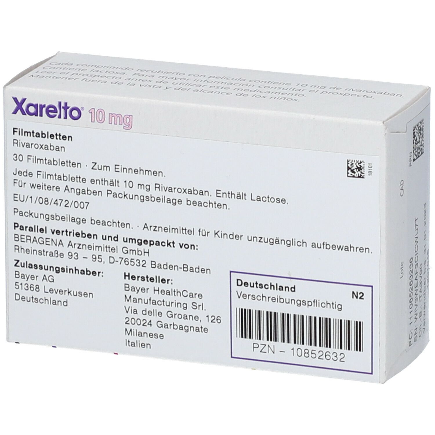 Xarelto 10 Mg 30 St Mit Dem E-Rezept Kaufen - Shop Apotheke