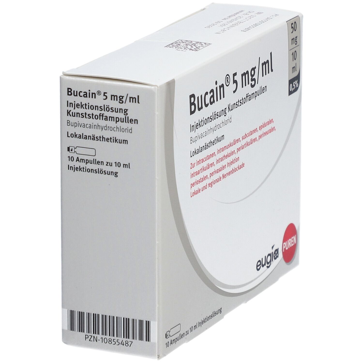 Bucain 0,5% 5mg/ml Inj.L.50mg/10ml Luer-Lock Amp. 10x10 ml Injektionslösung