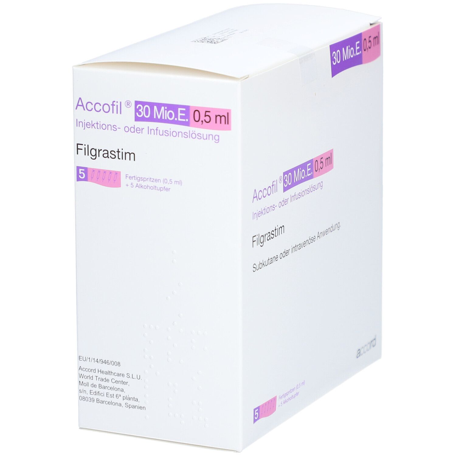 Accofil Accord 30 Mio.E./0,5 ml Inj./Inf.-L.i.e.FS 5x1 St Infusionsemulsion