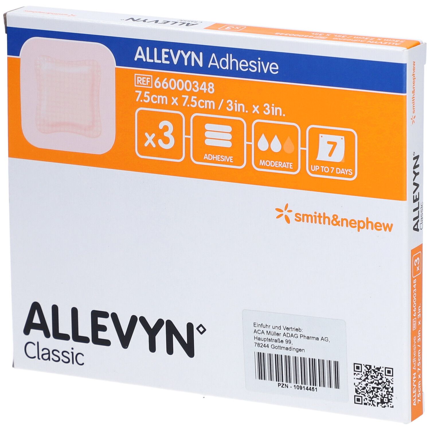 ALLEVYN Adhesive 7,5 x 7,5 cm haftende Wundauflage