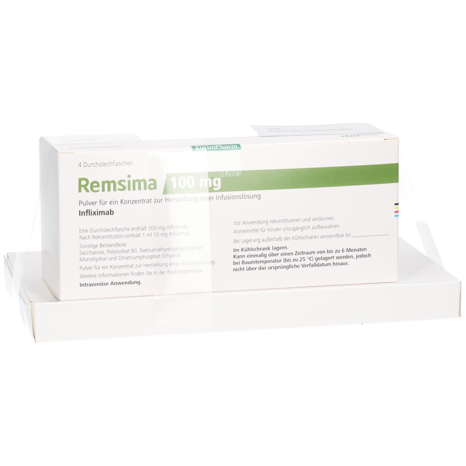 REMSIMA 100 mg Pulver für Infusionslösung, Faltschachtel mit 4 Durchstechflaschen.