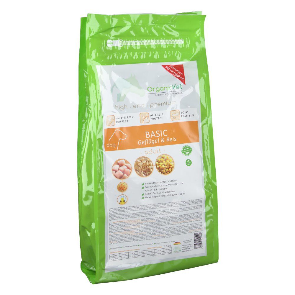 OrganicVet HUND Trockenfutter BASIC Geflügel & Reis