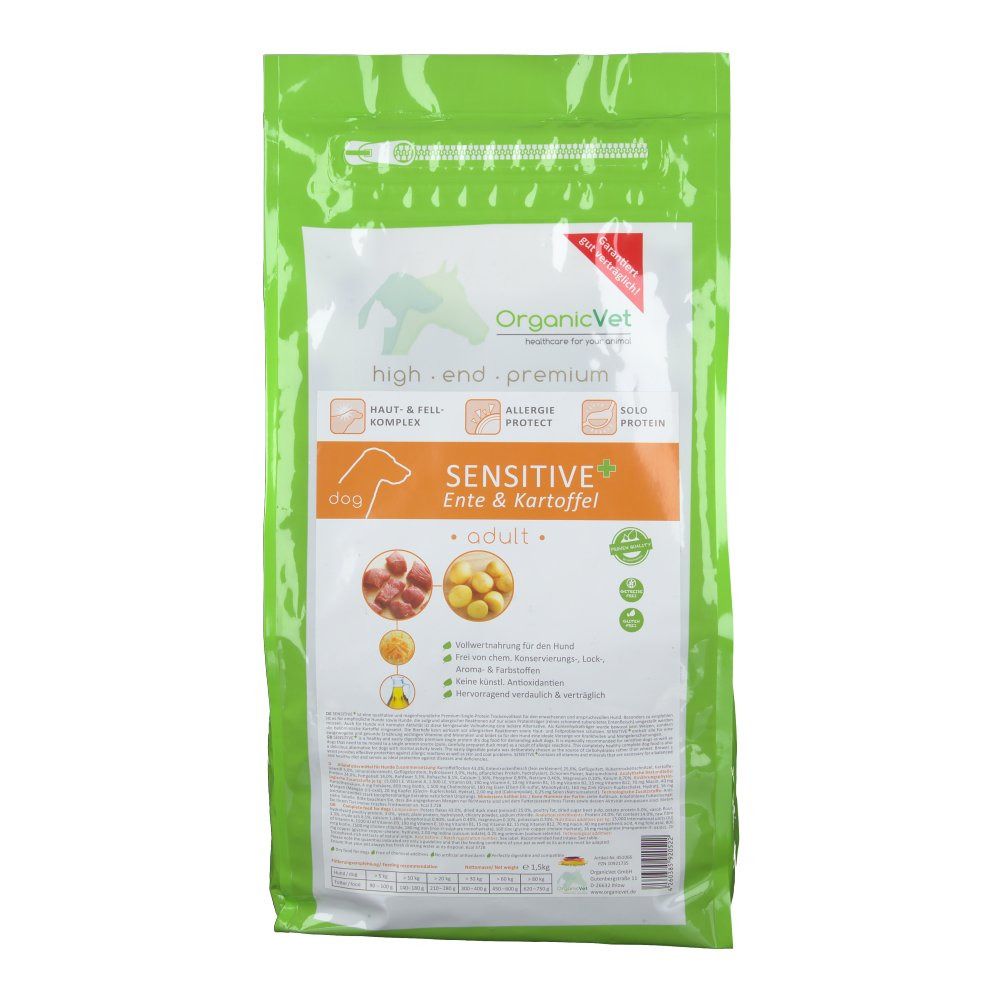 OrganicVet HUND Trockenfutter SENSITIVE+ Ente & Kartoffel