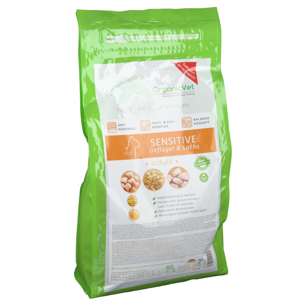 OrganicVet KATZE Trockenfutter SENSITIVE Geflügel & Lachs