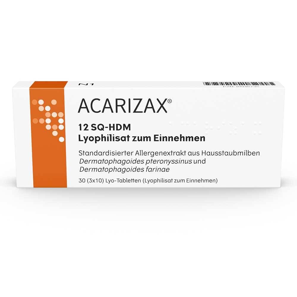 Acarizax 12 Sq-Hdm Lyophilisat zum Einnehmen 30 St Sublingualtabletten