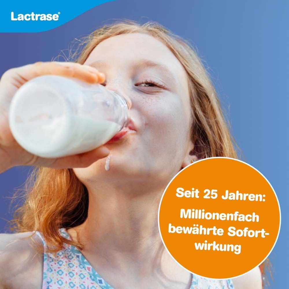 Ein Mädchen trinkt Milch aus einer Flasche. Text: Seit 25 Jahren: Millionenfach bewährte Sofortwirkung.