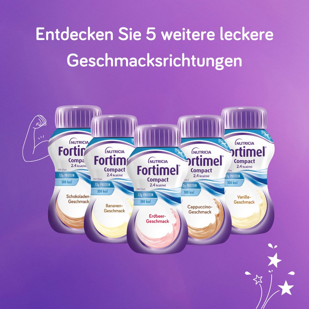 Fortimel® Compact 2.4 kcal Neutral – Hochkalorische Trinknahrung mit allen wichtigen Nährstoffen, Vitaminen, Mineralien und Spurenelementen – 300 kcal und 12 g Eiweiß pro Flasche