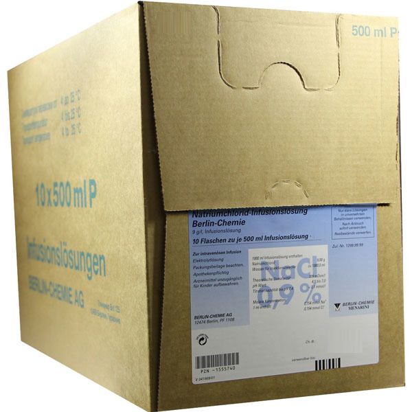 Isotonische Natriumchlorid Berlin-Chemie 9 mg/ml (0,9%) Infusionslösung Glasflasche 10X500 ml Infusionslösung
