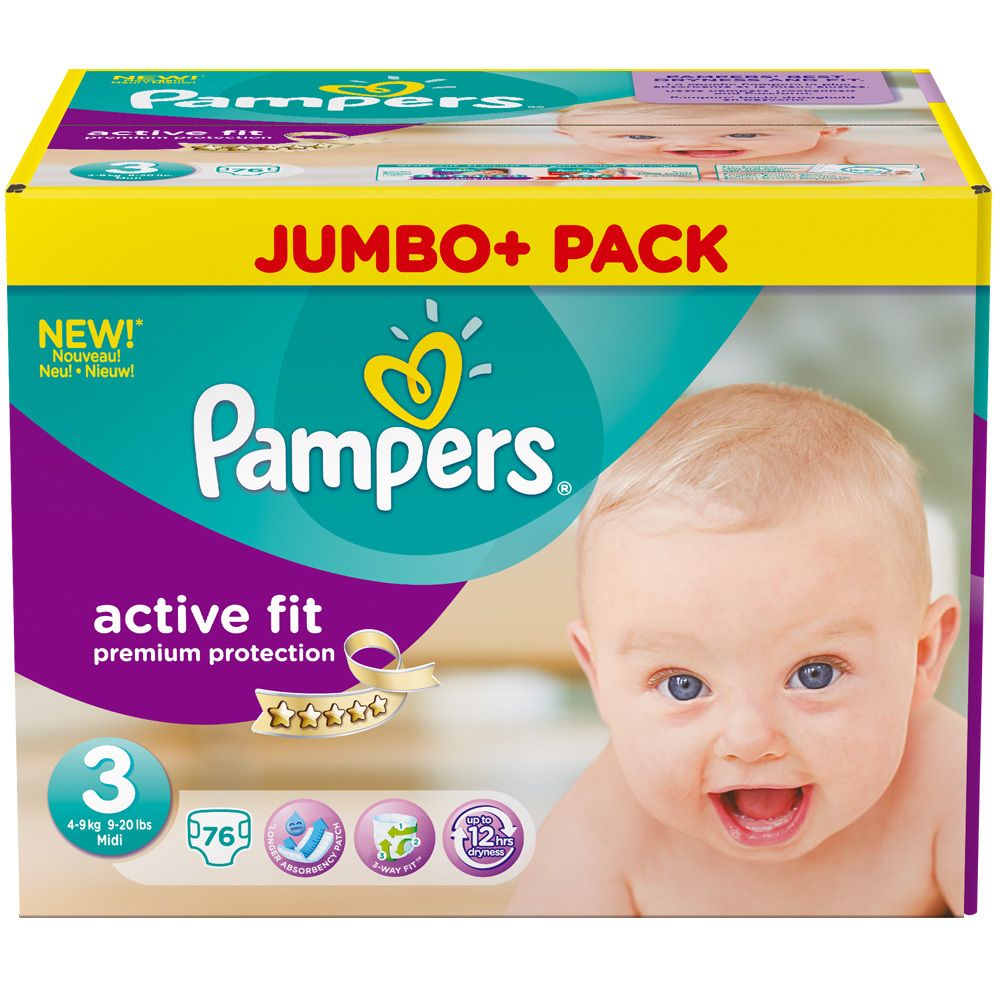 Active Fit Gr. 3 Midi 4-9 Kg Jumbopack 76 St Windeln
