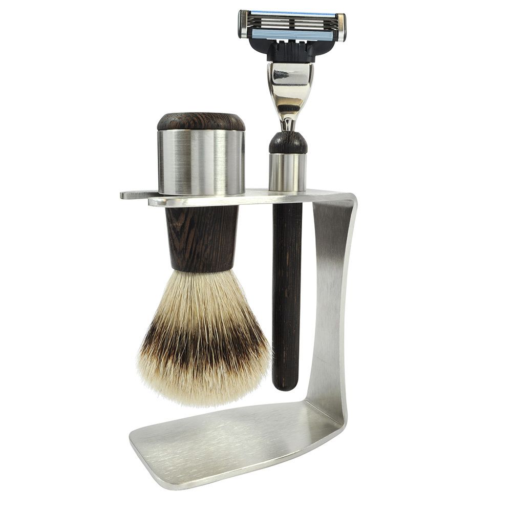 Rasierset Edelstahl und Wengeholz 1 St Set