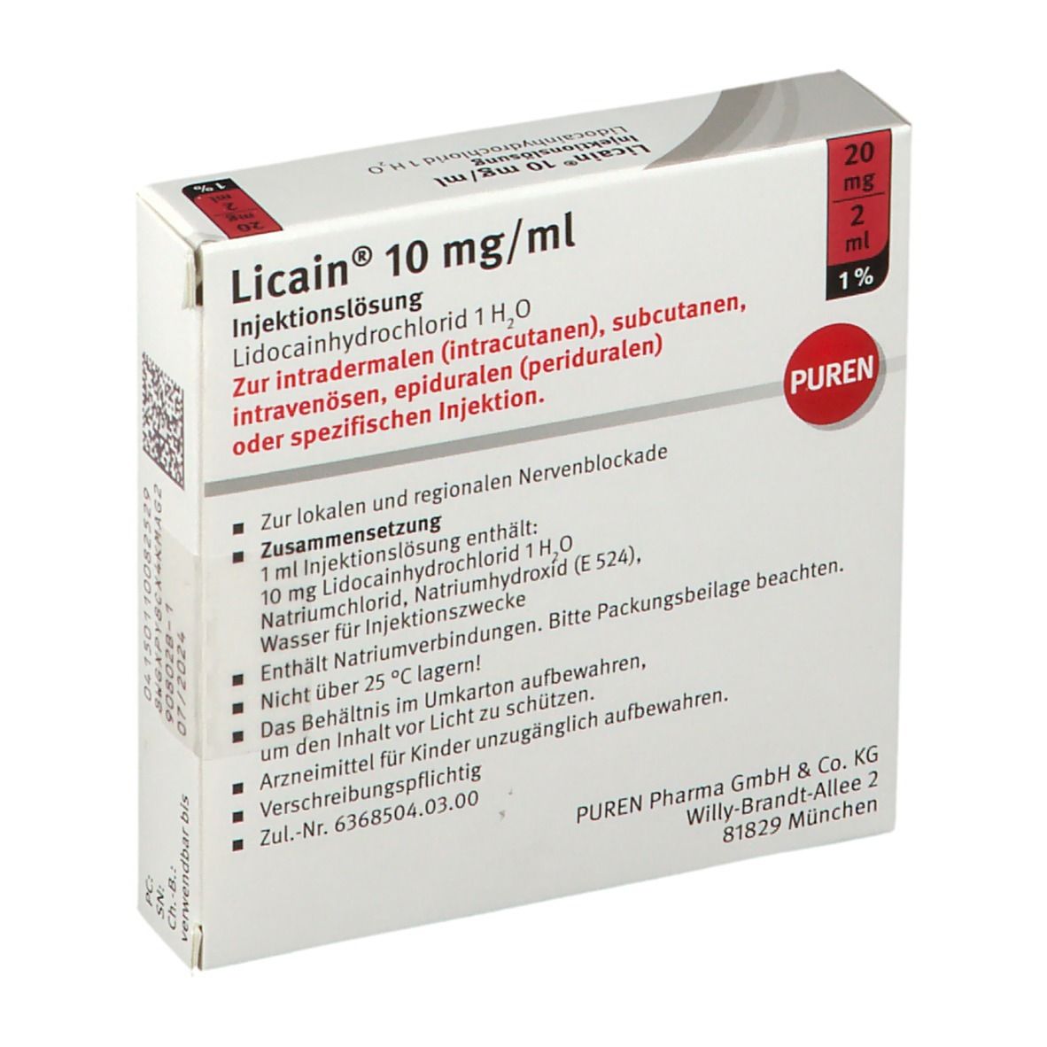 LICAIN 1% 10 mg/ml Inj.Lsg.20mg/2ml Glasamp.