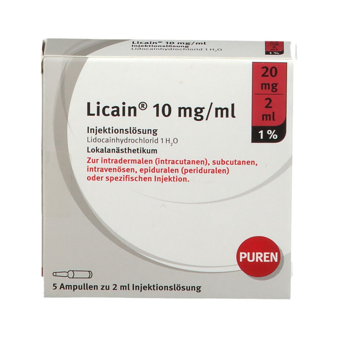 LICAIN 1% 10 mg/ml Inj.Lsg.20mg/2ml Glasamp.