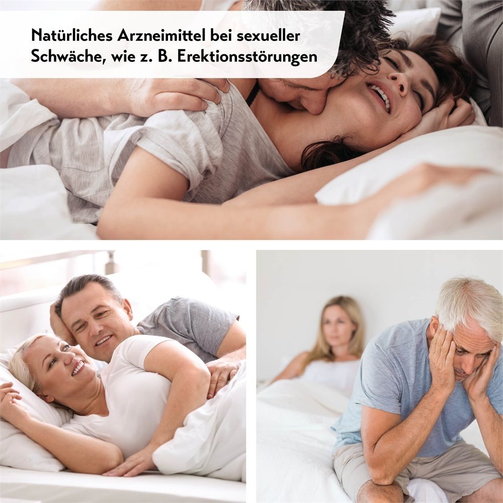 Collage: Paar in intimer Situation, Paar lächelnd, Mann besorgt.