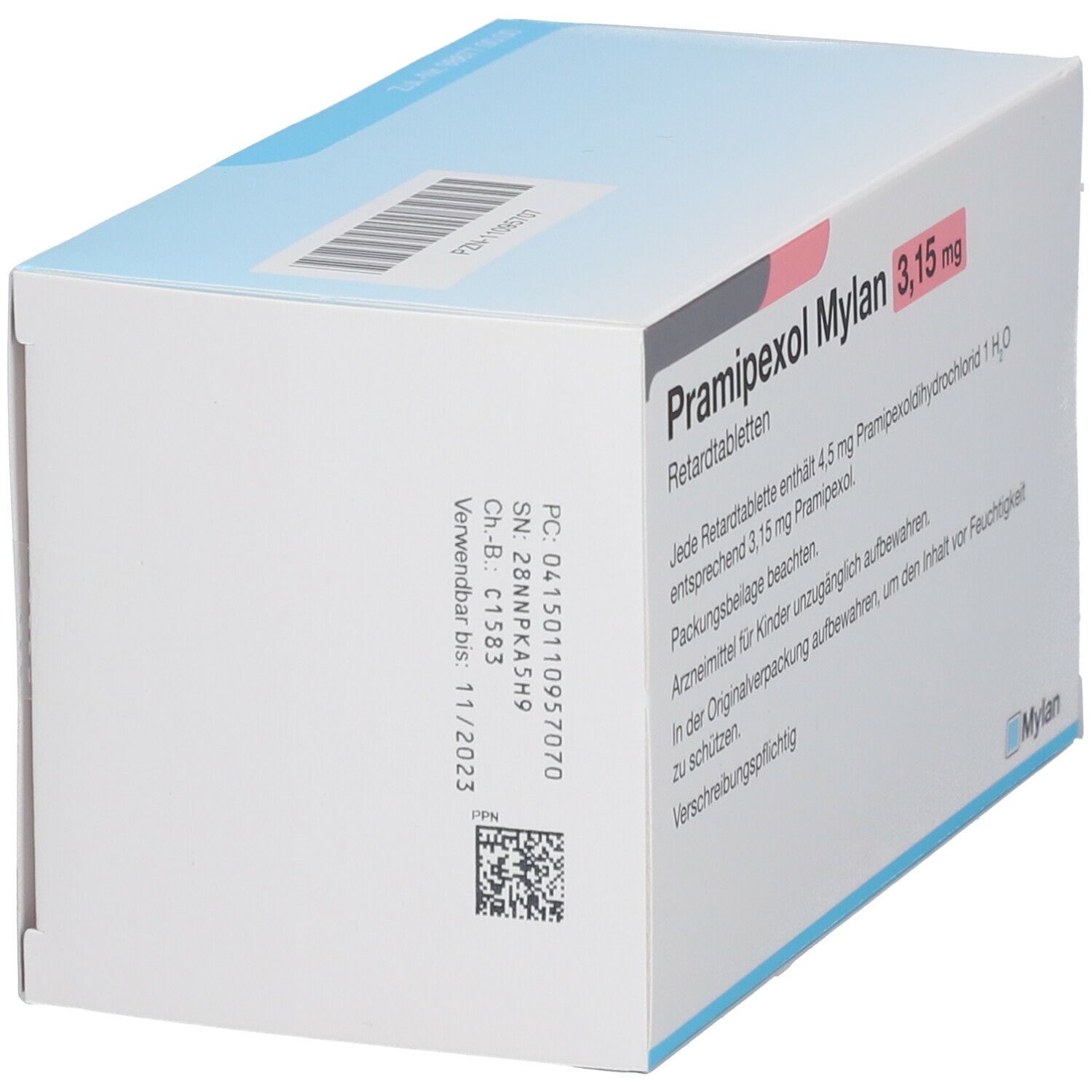 Pramipexol Mylan 3,15 mg Retardtabletten 100 St Retard-Tabletten