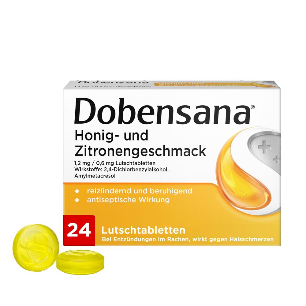 Dobensana® Honig- und Zitronengeschmack Lutschtabletten bei ersten Anzeichen von​ Halsschmerzen