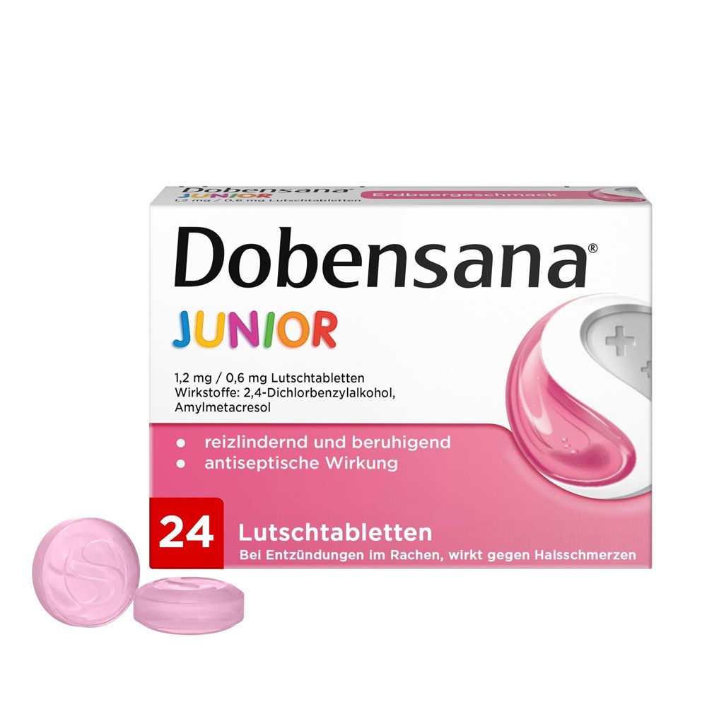 Dobensana® Junior Lutschtabletten Erdbeergeschmack bei ersten Anzeichen von​ Halsschmerzen