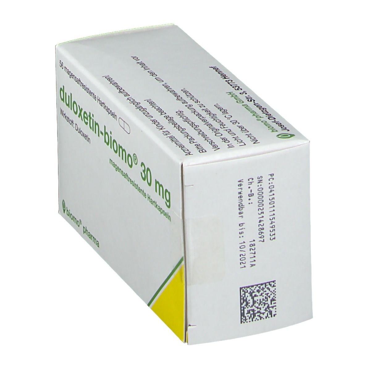 DULOXETIN-biomo 30 mg magensaftresist.Hartkapseln 56 St Magensaftresistente Hartkapseln