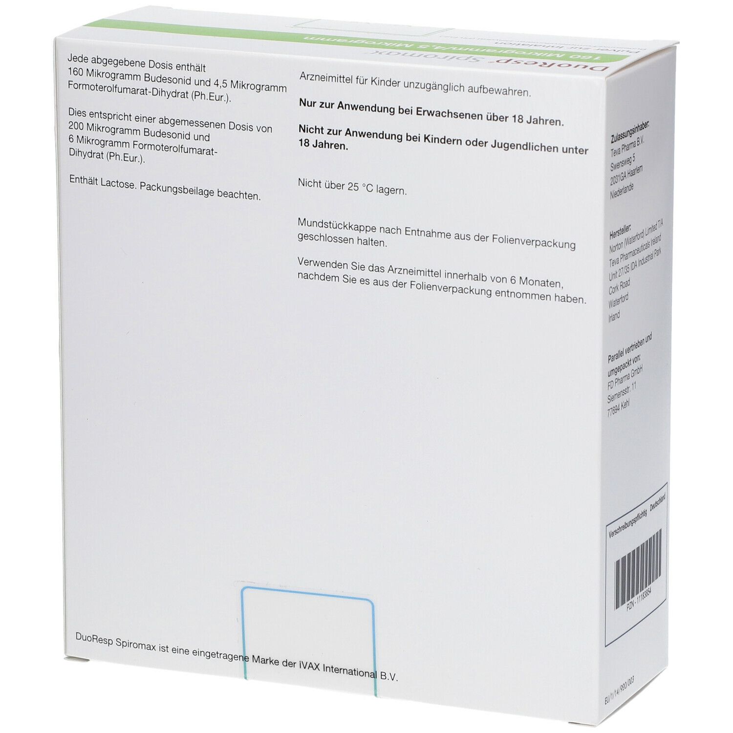 Duoresp Spiromax 160 µg/4,5 µg/Dosis