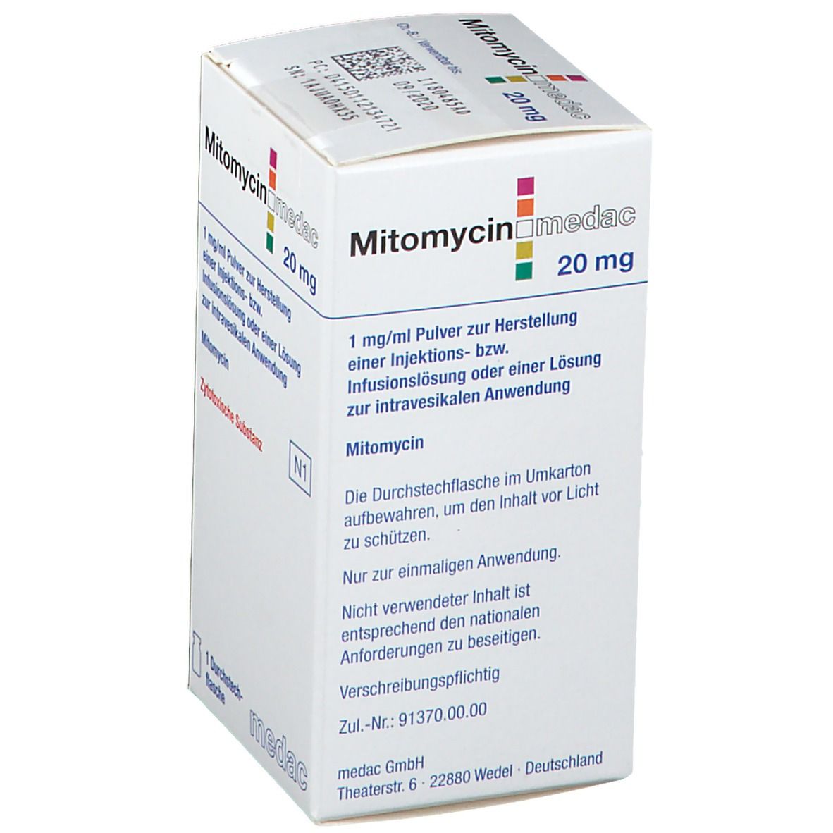 Mitomycin medac 20mg P.z.H.Inj/Inf.o.intraves.Anw. 1 St Plv. z. H. e Inj./Inf.lös. o. Lös. i.ves. Anw