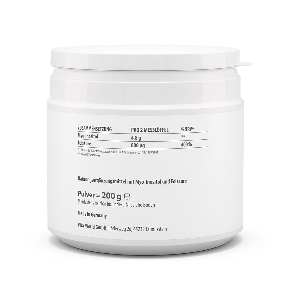 Rückseite des weißen Produktglases. Enthält Informationen zu Inhaltsstoffen und Nährwerten.