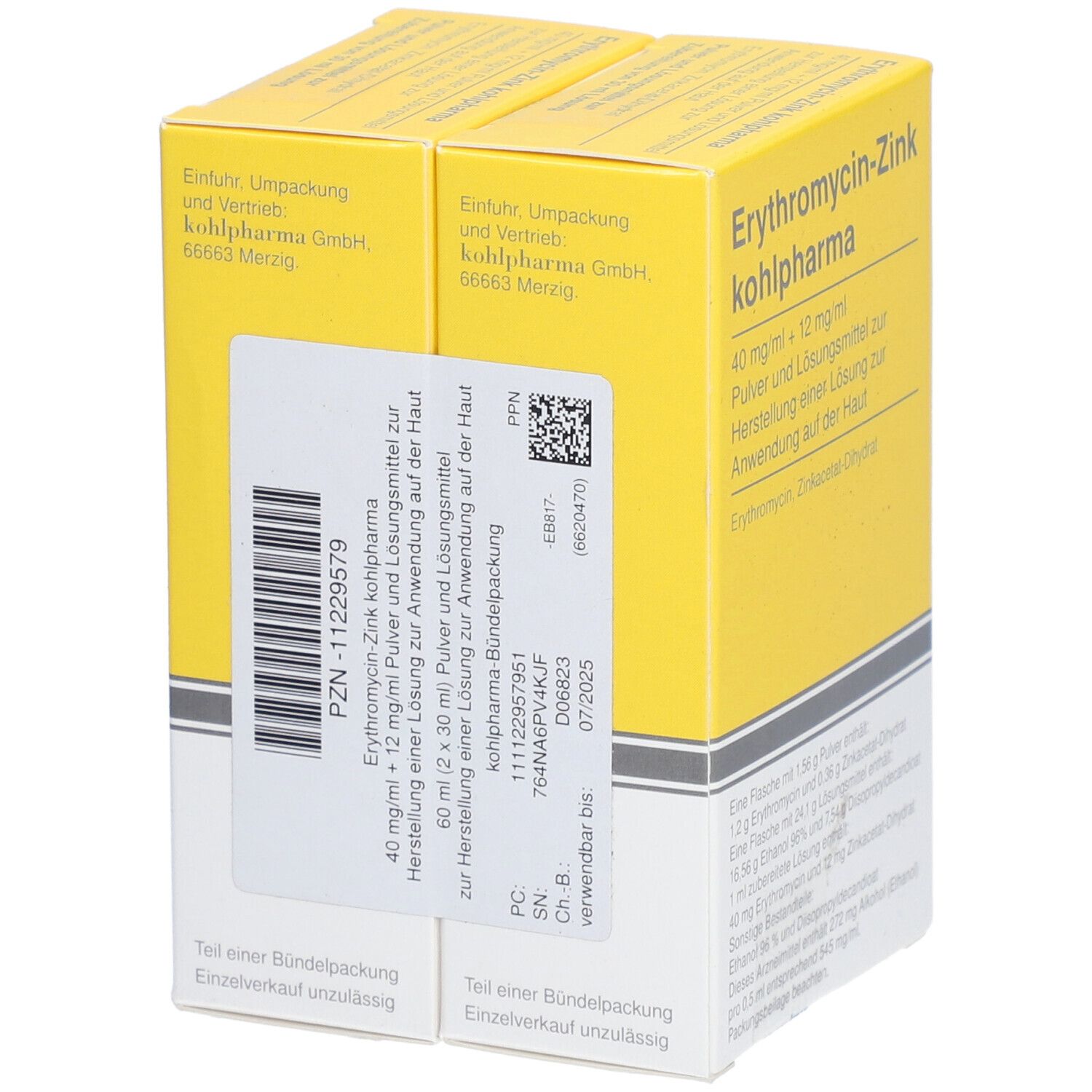 ERYTHROMYCIN-Zink kohlpharma Lösung z.Anw.a.d.Haut 2x30 ml Trockensubstanz mit Lösungsmittel