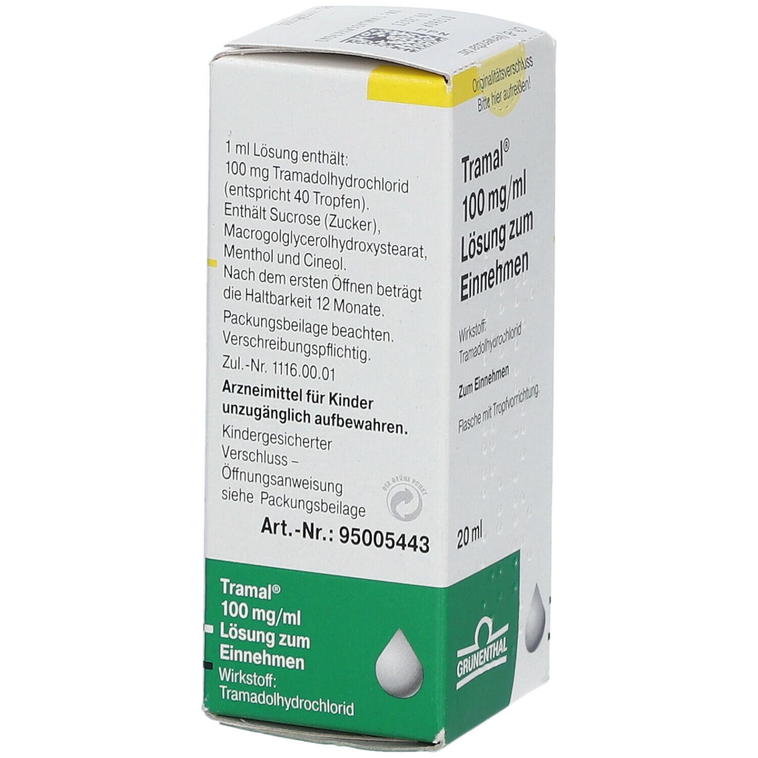 Tramal 100 mg/ml Lsg.z.Einnehmen m.Tropfer 20 ml Lösung zum Einnehmen