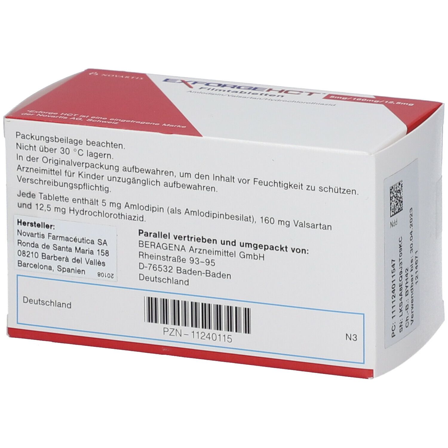 Exforge HCT 5 mg/160 mg/12,5 mg