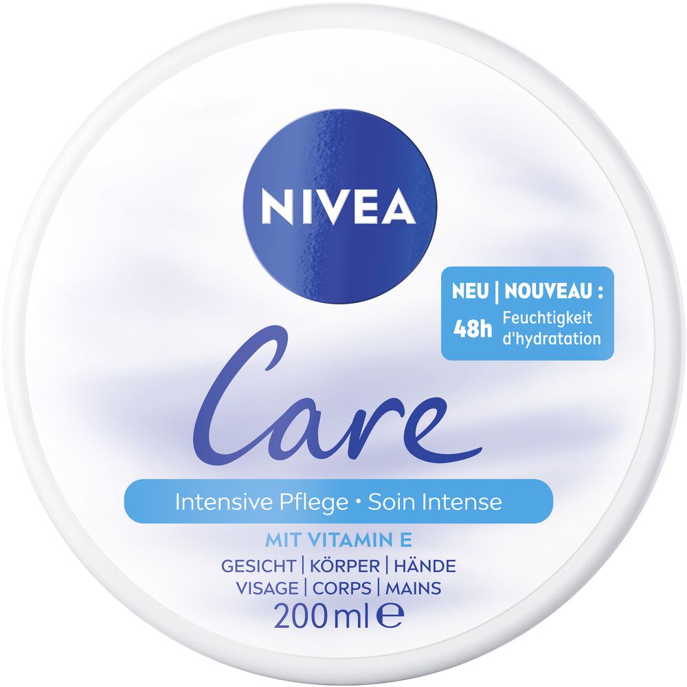 NIVEA Care Intensive Pflege Tiegel, 200ml, mit Vitamin E für Gesicht, Körper und Hände.