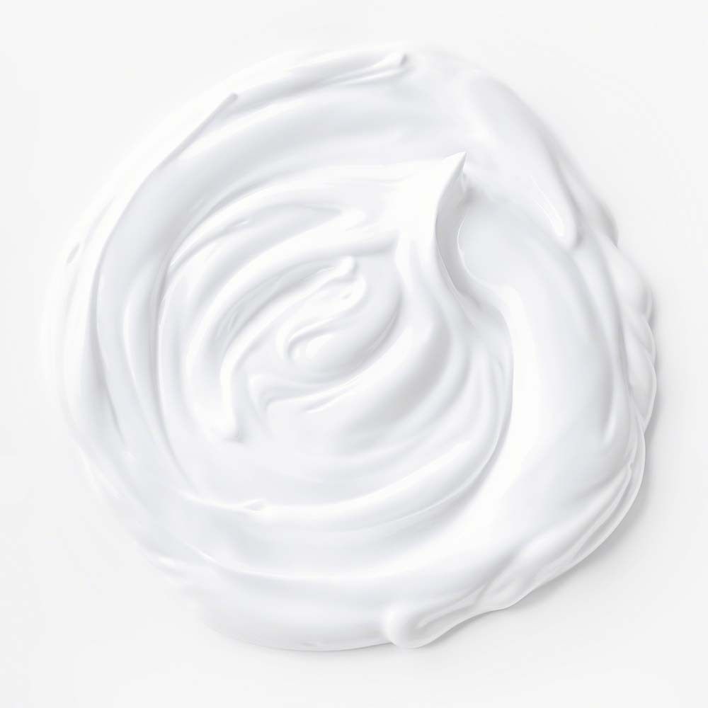 Weißes Creme-Swirl. Glatte Textur. Auf hellem Hintergrund.